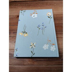 World Paper Blank Notebook Journal Pale Blue Floral Fabric Cover Gift 7.4" x 5"